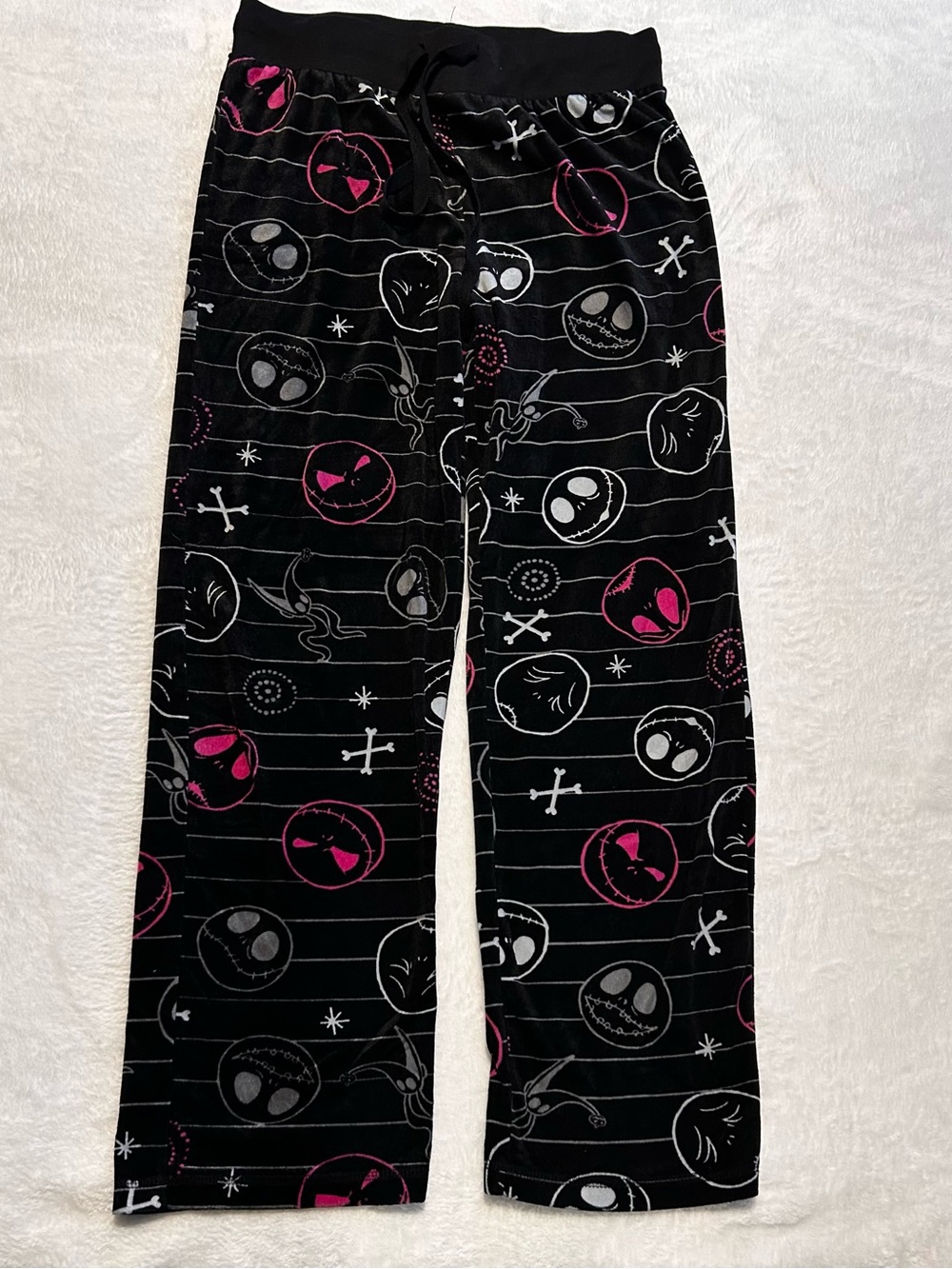 Disney Black Pink Skull Print Kids Pajama Bottoms